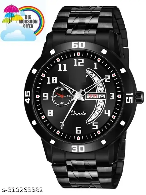 Stainless Steel Strap Day Date Analog Watch For Men